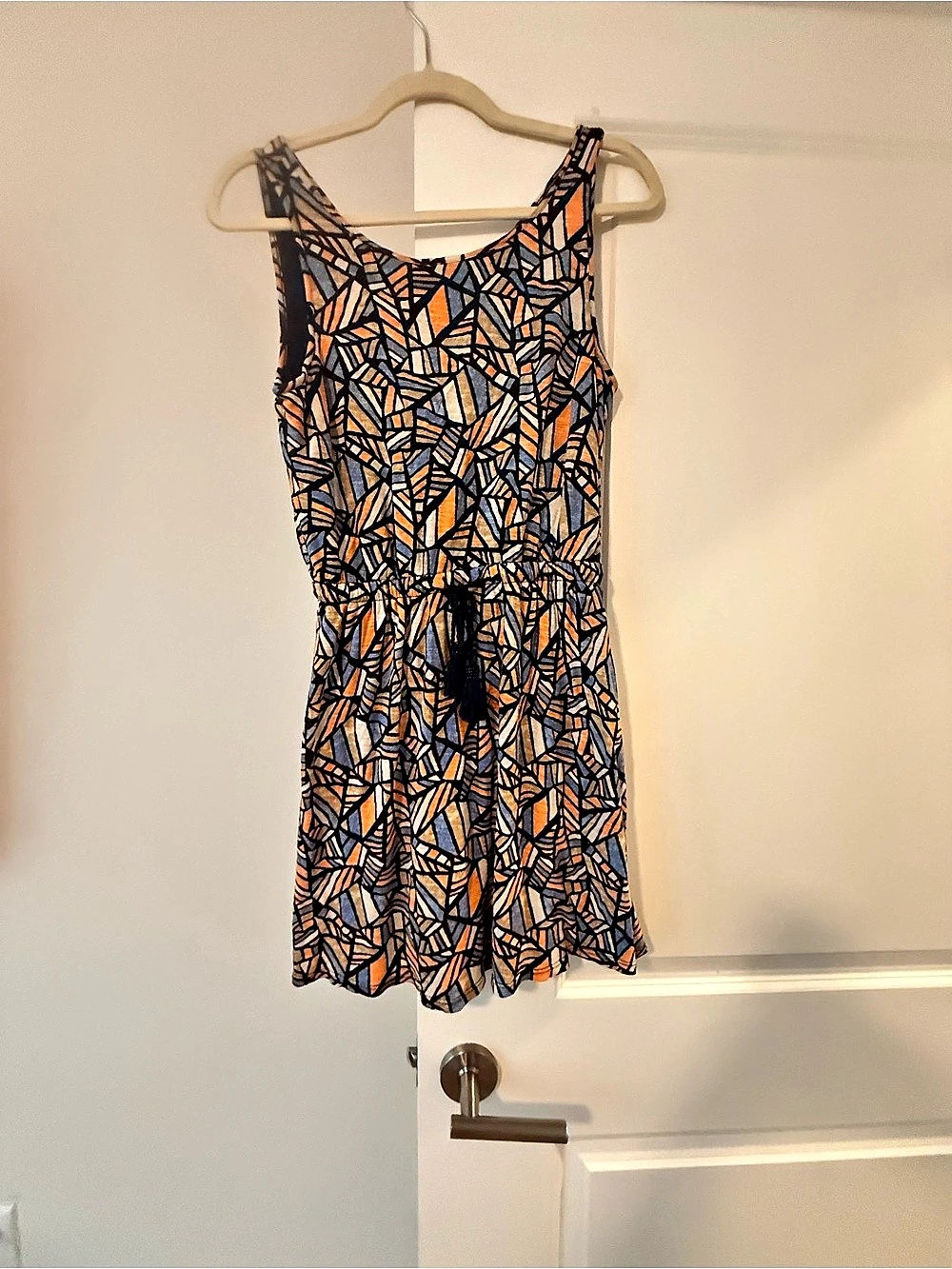 Lucky Brand Geometric Mini Dress in Black & Orange Size Small Like New
